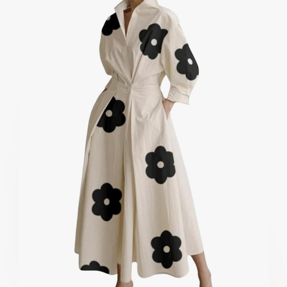 Printed midi wrap dress with collar